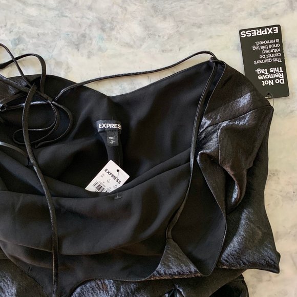 Express black halter open back satin maxi dress - Picture 11 of 14